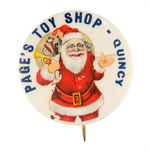 "PAGE'S TOY SHOP QUINCY" RARE SANTA BUTTON.