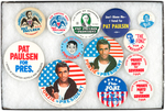 JULIE POWELL LIFETIME COLLECTION OF POLITICAL CAMPAIGN SPOOF BUTTONS.