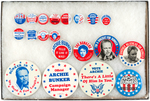 JULIE POWELL LIFETIME COLLECTION OF POLITICAL CAMPAIGN SPOOF BUTTONS.