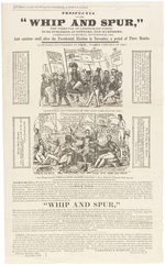 JAMES K. POLK 1844 "WHIP AND SPUR" PROSPECTUS WITH ANTI-HENRY CLAY AND W.H. HARRISON CARTOONS.