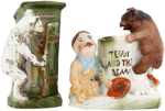 PAIR OF 'TEDDY AND THE BEAR' PAINTED BISQUE FIGURES.