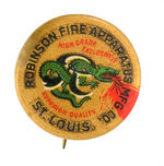 "ROBINSON FIRE APPARATUS" WITH FIRE BREATHING DRAGON BUTTON FROM HAKE COLLECTION.