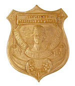HUGHES 1916 NOMINATING CONVENTION ORNATE BRASS SHIELD BADGE.