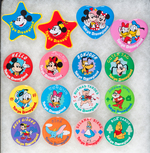 DISNEY 16 EARLY TOKYO DISNEYLAND BUTTONS ISSUED SHORTLY AFTER 1983 OPENING.