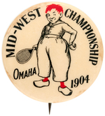 EARLIEST TENNIS BUTTON KNOWN TO US FROM "MID-WEST CHAMPIONSHIP OMAHA 1904."