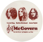 McGOVERN SCARCE AND POPULAR SINGLE NIGHT FUNDRAISER CONCERT BUTTON FROM 1972.