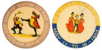 CARNIVAL AND FAIR PAIR OF EARLY BUTTONS WITH MATCHING ART WORK.