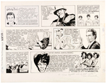 DON SHERWOOD "DICK CLARK'S ROCK ROLL AND REMEMBER" SUNDAY PAGE ORIGINAL ART LOT.