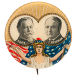 TAFT/SHERMAN JUGATE WITH MISS LIBERTY BEAUTIFUL BUTTON.