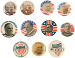 McKINLEY 11 LAPEL STUDS INCLUDING FIVE REAL PHOTOS AND SEVERAL RARITIES.