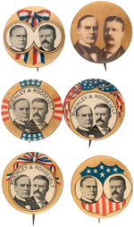 SIX 1900 McKINLEY/ROOSEVELT JUGATE BUTTONS.