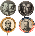 BRYAN AND TAFT MATCHING 1908 JUGATES PLUS PAIR OF PORTRAIT BUTTONS.