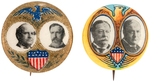 BRYAN/KERN AND TAFT/SHERMAN PAIR OF COLORFUL 1908 JUGATE BUTTONS.