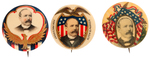 GROUP OF THREE GRAPHIC PARKER PORTRAIT BUTTONS.