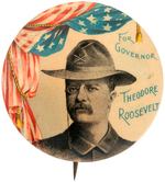 LARGE "FOR GOVERNOR THEODORE ROOSEVELT" BUTTON HAKE #3184.