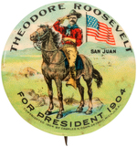 CLASSIC ROOSEVELT "SAN JUAN" 1904 CAMPAIGN BUTTON HAKE #71.