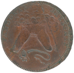 "END OF PAIN" 1792 SATIRICAL TOKEN SHOWING THOMAS PAINE ON GALLOWS.