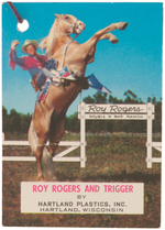 HARTLAND ROY ROGERS WITH SCARCE BLUE/WHITE SADDLE VARIETY IN BOX WITH TAG.