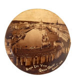 "BIRDS EYE VIEW GRAND COURT OMAHA" 1898 REAL PHOTO BUTTON.