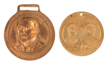 GROUP OF SEVEN ROOSEVELT METAL ITEMS INCLUDING WATCH FOB AND CLOTHING BUTTONS.