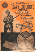 "WALT DISNEY'S DAVY CROCKETT FRONTIER CANTEEN WITH SPECIAL POWDER HORN" DAISY SET & BOXED SHOES.