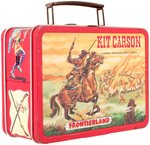 "WALT DISNEY'S OFFICIAL DAVY CROCKETT & KIT CARSON" METAL LUNCHBOX WITH THERMOS.