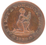 "AM I NOT A WOMAN AND A SISTER" 1838 ANTI-SLAVERY TOKEN.