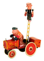 "MARX FUNNY FIRE FIGHTERS" RARE BOXED WIND-UP FEATURING POPEYE AND BRUTUS.