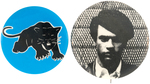 PAIR OF BLACK PANTHER PARTY BUTTONS INCLUDING ICONIC HUEY NEWTON PORTRAIT.