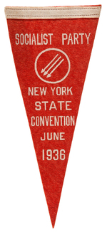 "SOCIALIST PARTY NEW YORK STATE CONVENTION JUNE 1936" PENNANT.