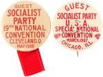 "GUEST SOCIALIST PARTY" NATIONAL CONVENTION LITHO BUTTONS FROM 1936 AND 1937.