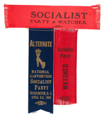 THREE SOCIALIST PARTY RIBBONS INCLUDING TWO "WATCHER" AND ONE 1940 NATIONAL CONVENTION "ALTERNATE."