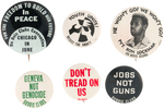 SIX DUBOIS CLUB CIVIL RIGHTS AND ANTI-VIETNAM WAR BUTTONS.