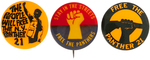 BLACK PANTHERS: THREE NEW YORK PANTHER 21 BUTTONS.