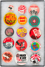 15 MAY DAY BUTTONS FROM 1973-1989.