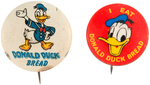 DONALD DUCK USA AND AUSTRALIAN BREAD ADVERTISING BUTTONS.