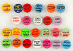 PEANUTS GANG CHARACTERS SEEKING POLITICAL OFFICES IN 1960s COLLECTION OF 25 BUTTONS.