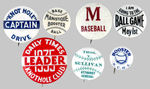 SEVEN 1930s BASEBALL RELATED BUTTONS.