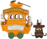 TOONERVILLE TROLLEY PENNY TOY & DIE-CAST METAL PAIR.