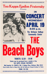 BEACH BOYS 1967 DEFIANCE COLLEGE CONCERT POSTER.