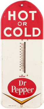 "DR PEPPER - HOT OR COLD" ADVERTISING THERMOMETER.