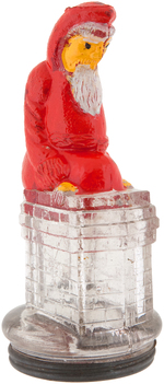 SANTA CLAUS FIGURAL GLASS CANDY CONTAINER.