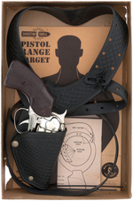 "MATTEL OFFICIAL DETECTIVE SHOOTIN' SHELL SNUB-NOSE .38 AND SHOULDER HOLSTER" BOXED SET.