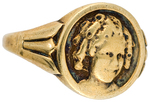 SHIRLEY TEMPLE ONLY KNOWN EXAMPLE 14K GOLD OVER STERLING C. 1935 RING.