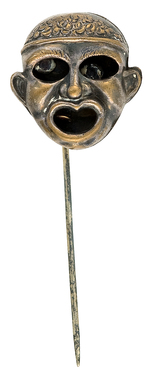 BLACK MAN MECHANICAL STICKPIN WITH MOVING EYES AND EXTENDING TONGUE.