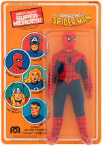 CARDED MEGO SPIDER-MAN FIGURE W/SEWN ON SLEEVES VARIATION.