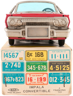 1963 CHEVROLET CONVERTIBLE BOXED FRICTION CAR (LICENSE PLATE BOX).