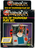 "THUNDERCATS" KIDWORKS MINIATURE FIGURE, WEAPONS PACK & BOXED "EYE OF THUNDERA PLAY SET" LOT.