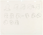 "SUPERMAN" FLEISCHER STUDIOS ORIGINAL SUPERMAN HEAD SHOTS MODEL SHEET ORIGINAL ART.