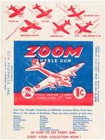 "ZOOM" AIRPLANES GUM PRODUCTS INC. CARD WRAPPER.